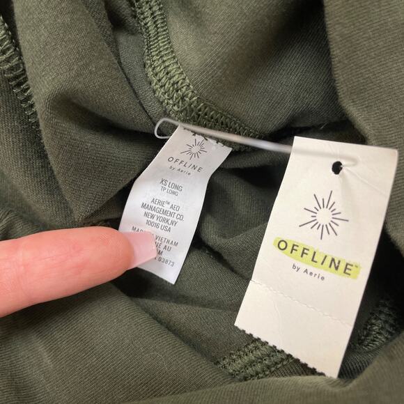 Offline By Aerie Hold Up Real Me Xtra Collant Sans Pieds Olive Dizzy XS Long - Picture 6 of 7